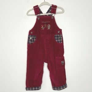 Vintage‎ Sesame Street red corduroy and flannel overalls 18M